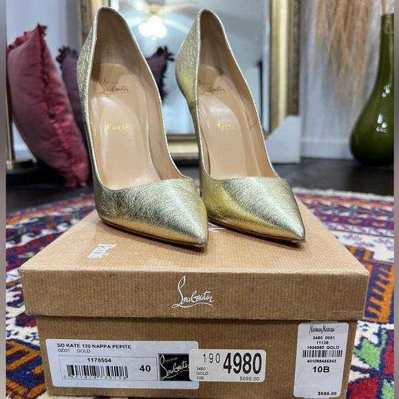 Christian Louboutin Shoes - Christian Louboutin Gold Heel, Women's Size 40